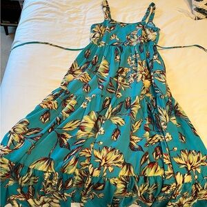 Band of the free. Teal floral. Small long dress